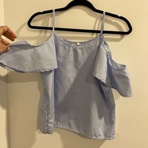 Pinstripe off the shoulder blouse